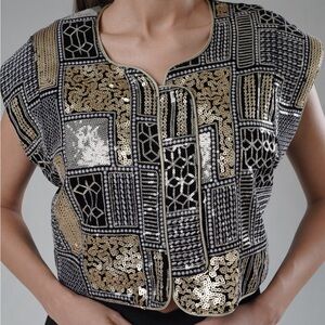 Sequins hand made velvet vest